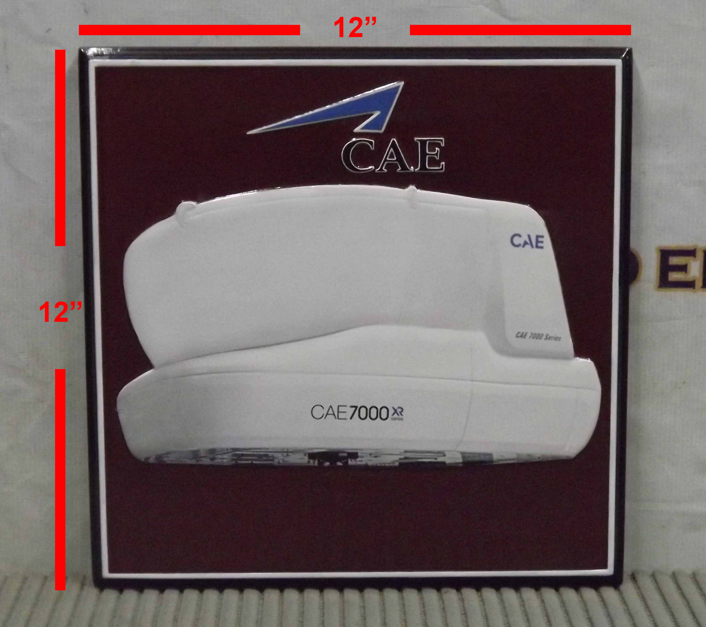 12in Simulator Plaque - CAE - plus stand with size
