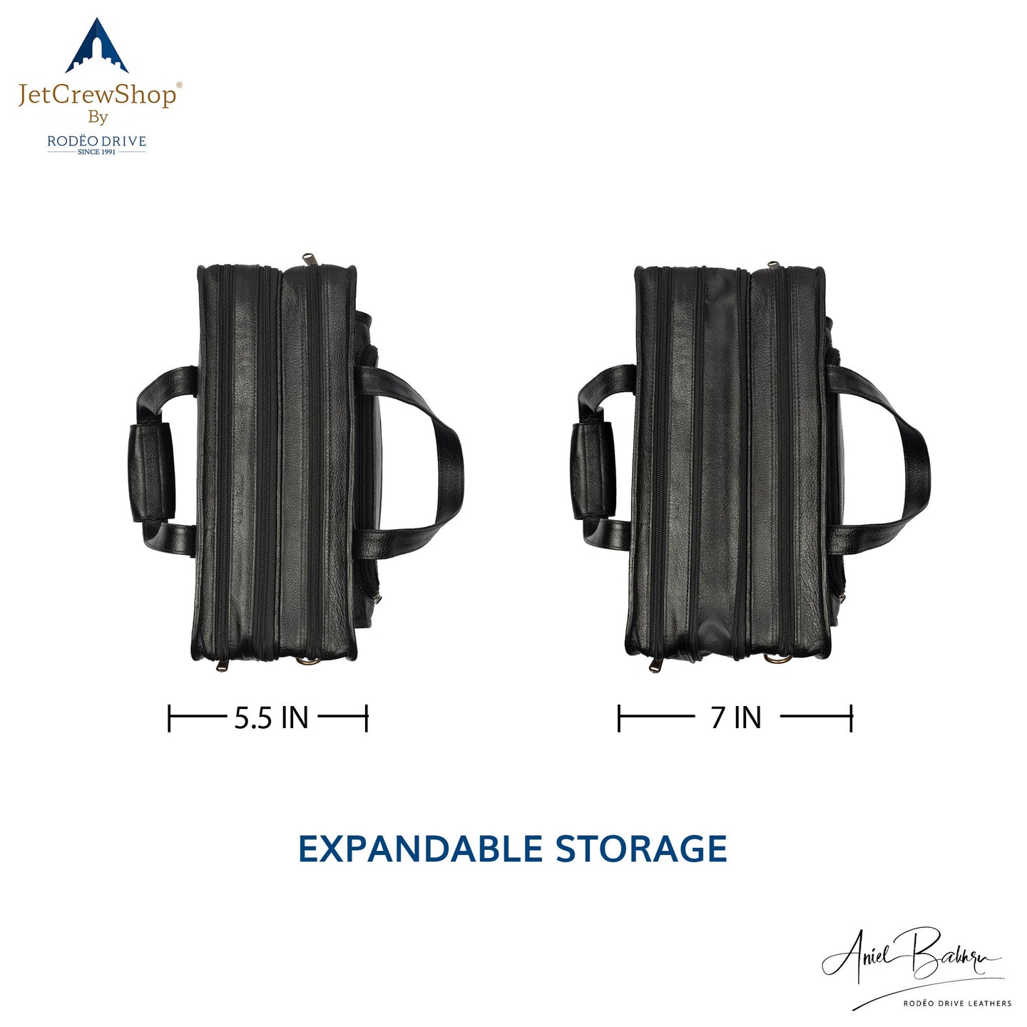 UPPER VIEW OF TWO BLACK LEATHER BAG