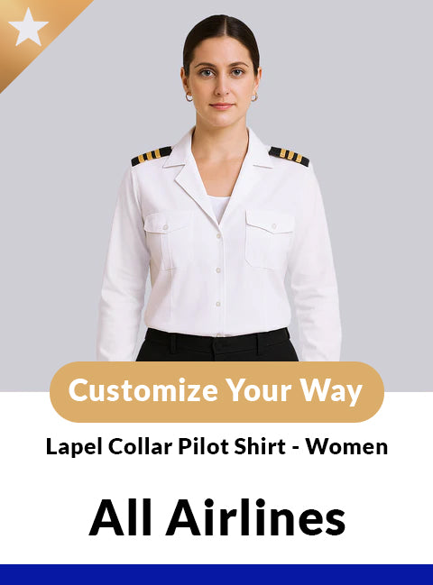 All Airlines Custom Lapel Collar Women Long Sleeve Pilot Shirt