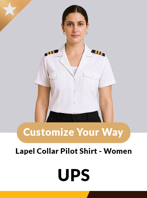 UPS Custom Lapel Collar Women’s Short Sleeve Pilot Shirt