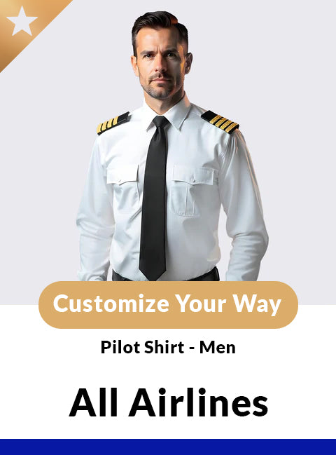 Men's Long Sleeve Pilot Shirt - White - Custom Tailored