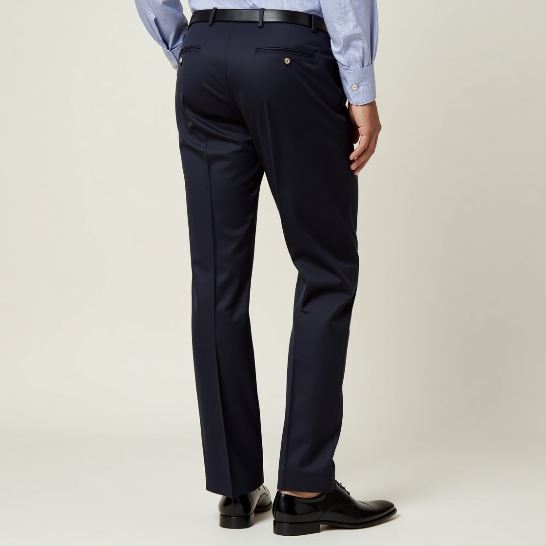 Pilot uniform pants fabric and tailored crease detail