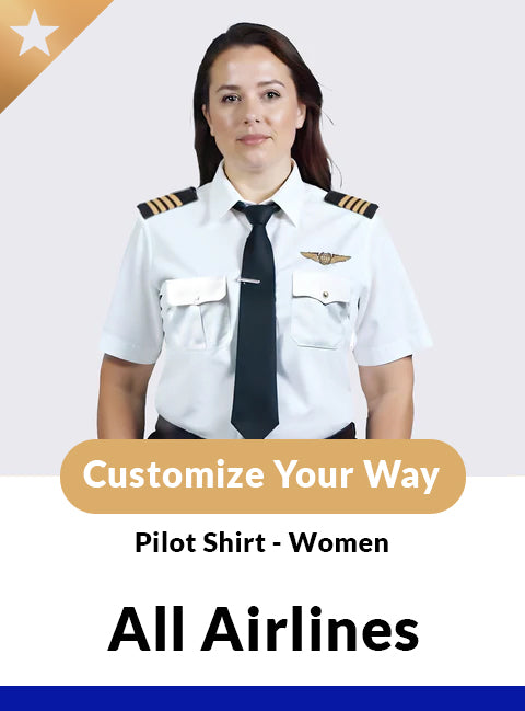 Women's Short Sleeve Pilot Shirt - White - Custom Tailored