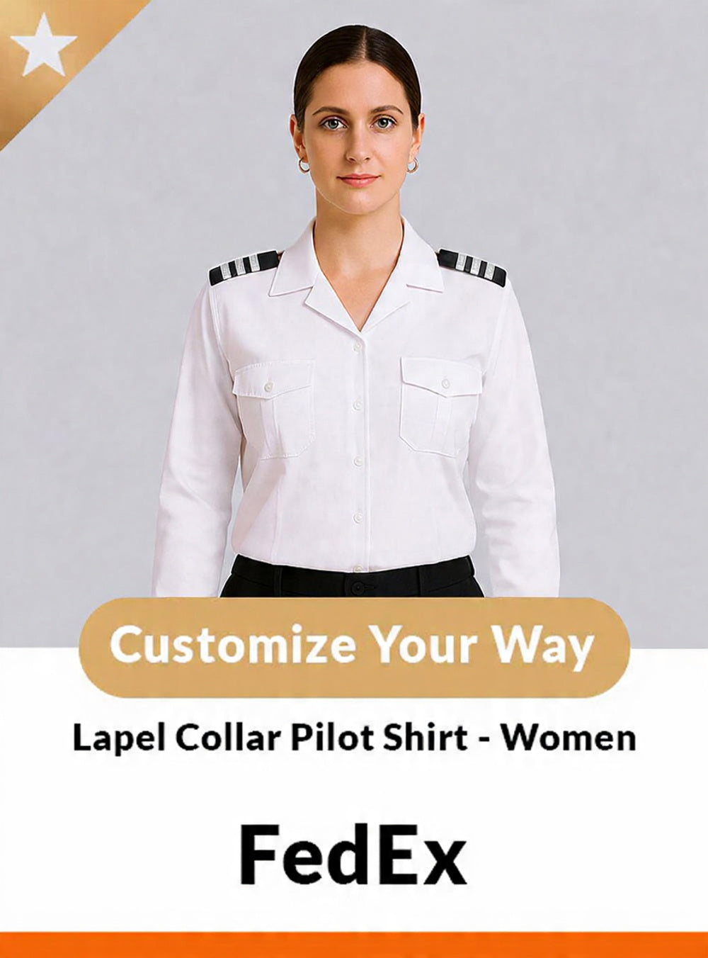 Women's Pilot Shirt | Open Collar | Custom Tailored | FedEx