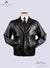 front image of FedEx UNIFORM LEATHER JACKETS  for men . displayed on mannequin. A white shirt and a neck tie is also visible  within the jacket