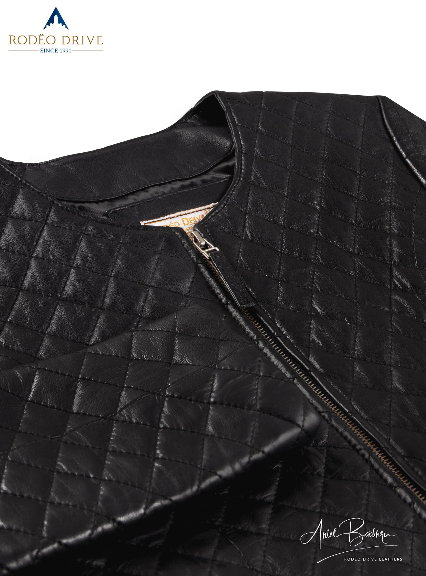 front image of black CHANNEL DIAMOND STITCH JACKET