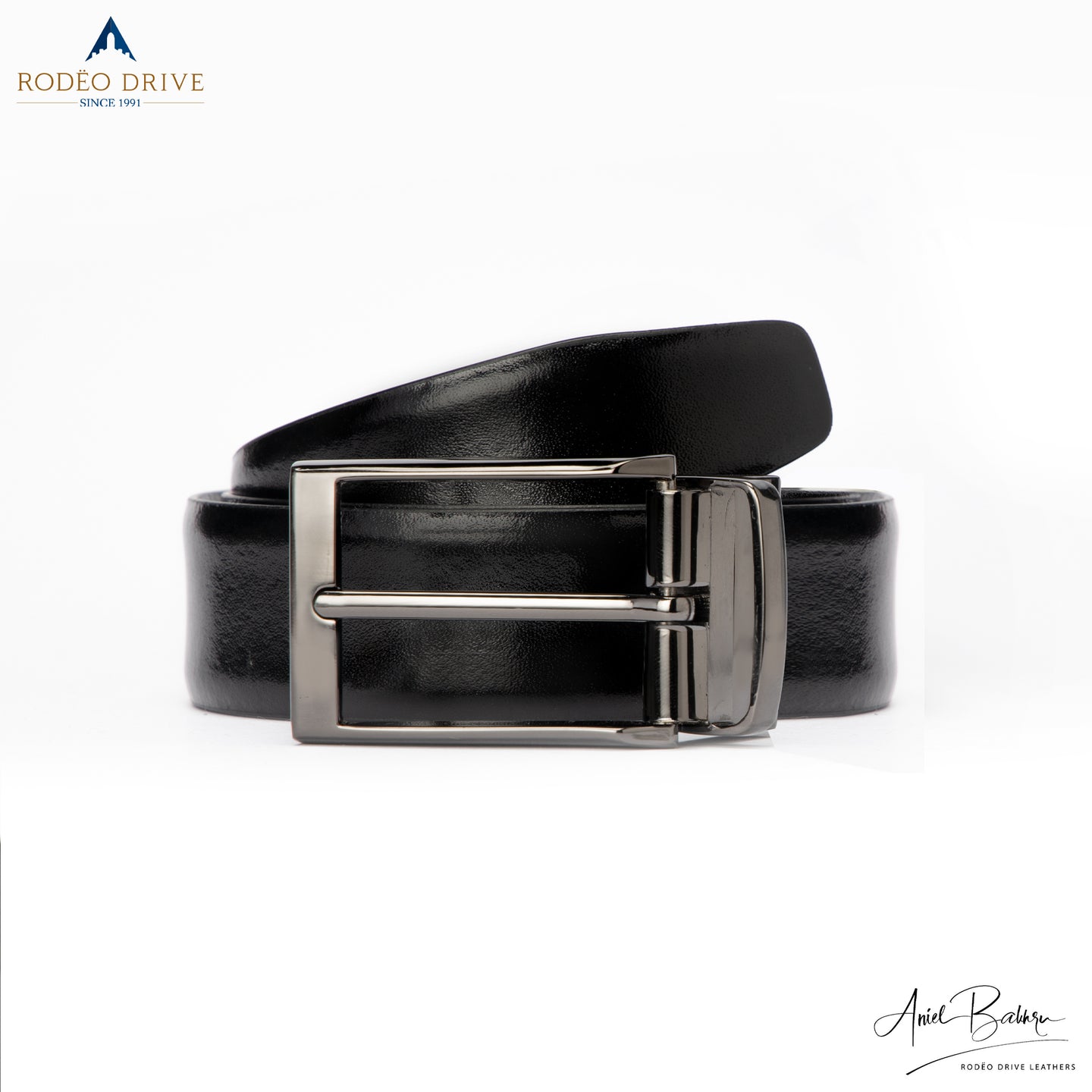 front view of SILVER BUCKLE BELT. The buckle is facing the front.