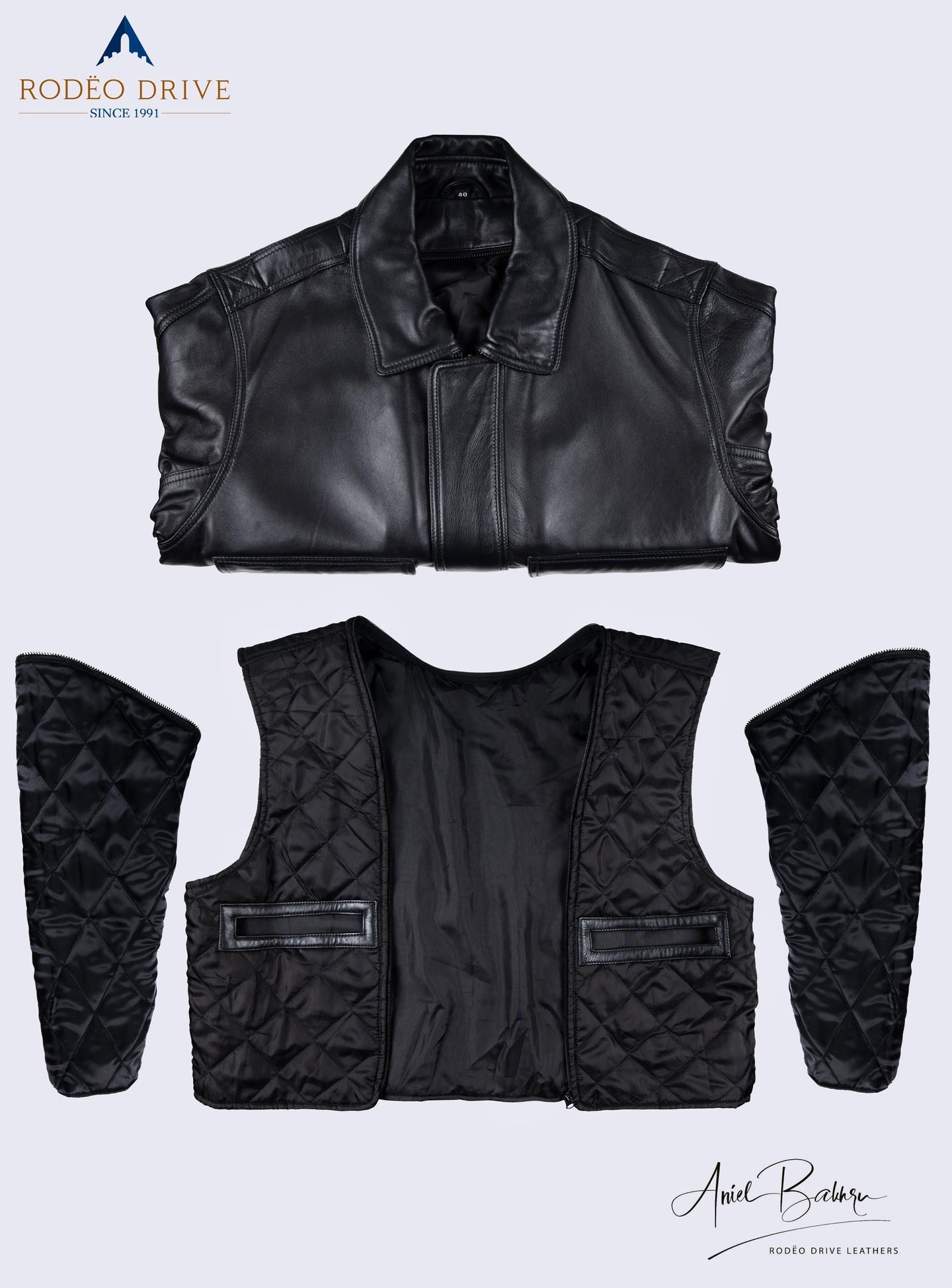 image depicting different parts of CUSTOM UNIFORM LEATHER JACKETS MEN