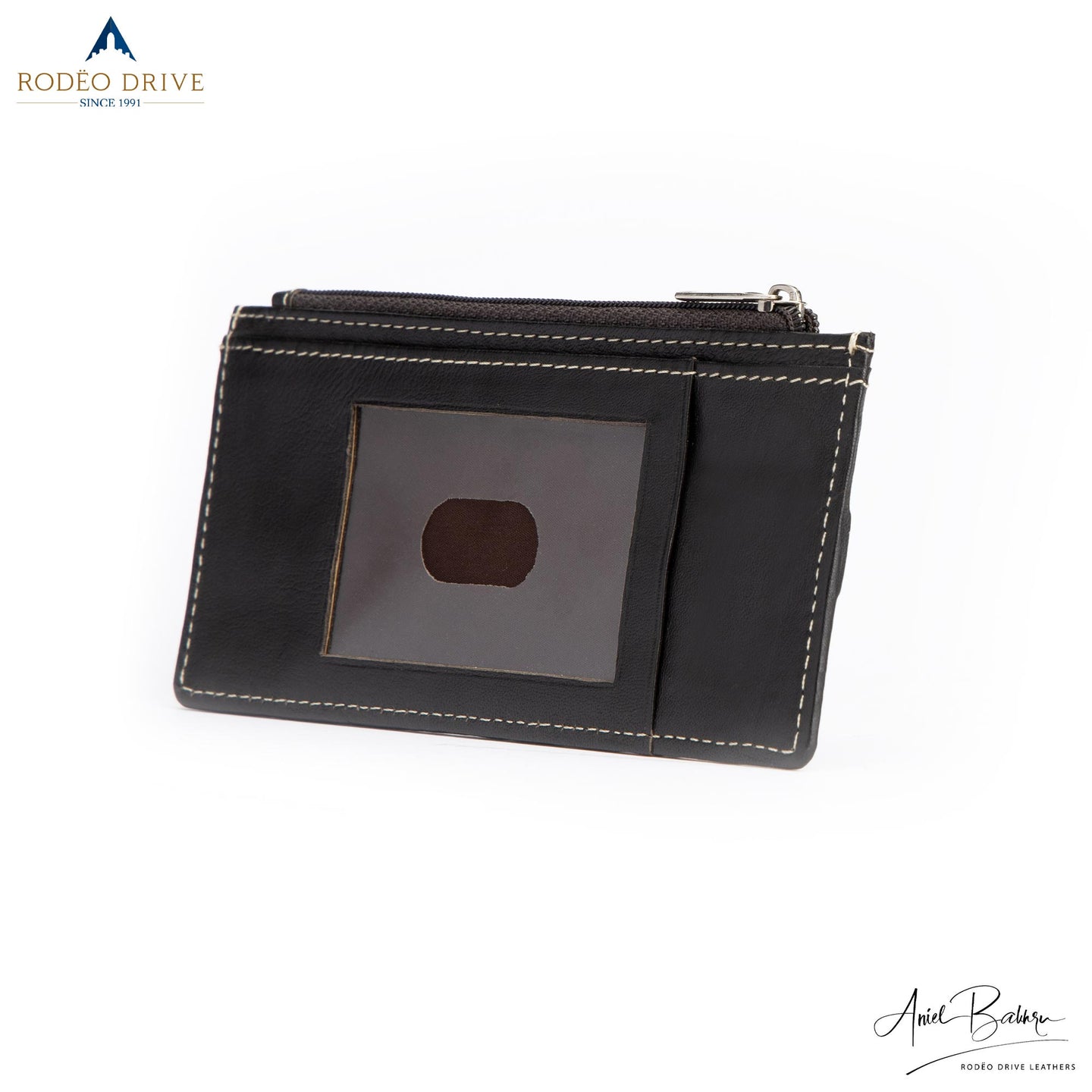 Front Image of black SWAP WALLET for WOMENS. It is wrapped up.