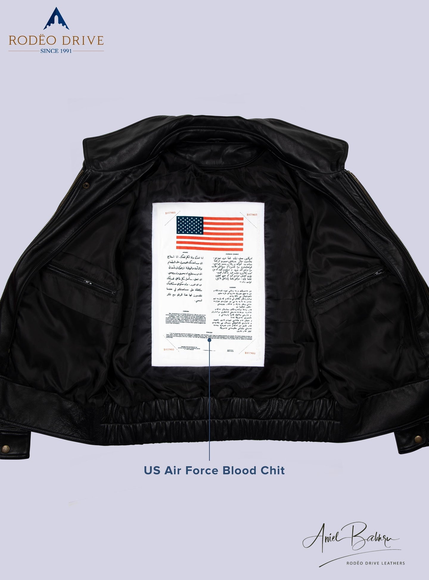 US Air force blood chit of SOUTHWEST UNIFORM LEATHER JACKETS WOMEN