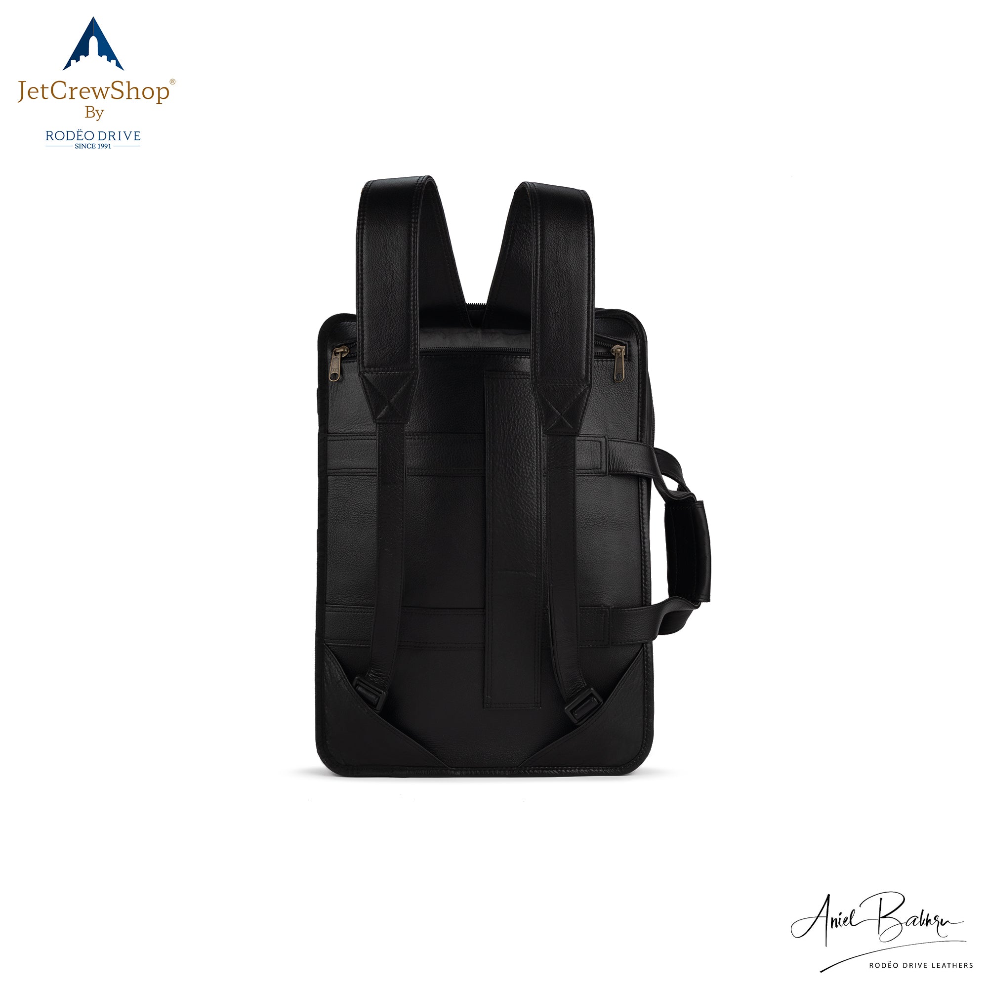 Bottom image of PILOT BAG. Makeshift arrangement of backpack straps. It can be easily carried on back.