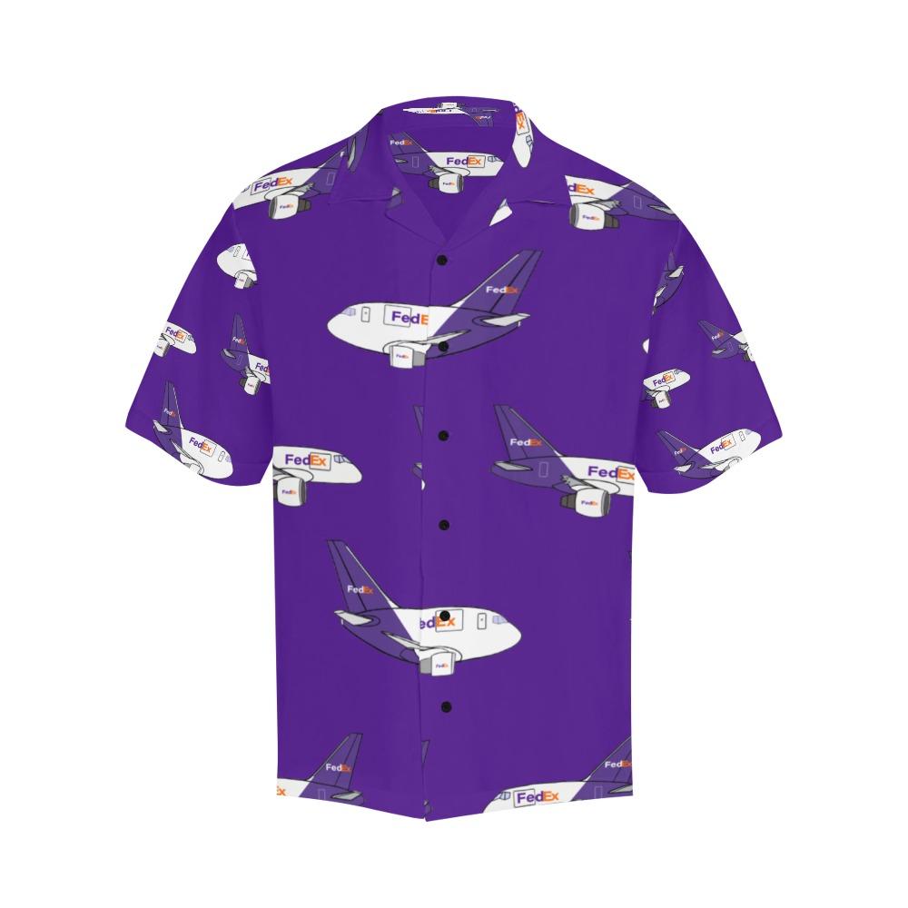 Front side image of FEDEX PURPLE HAWAIIAN SHIRT