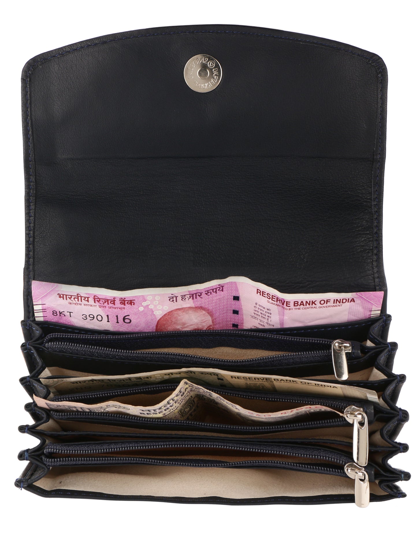 Image depicting currency notes inserted in cardion type slots. it can be used for keeping multiple currency.