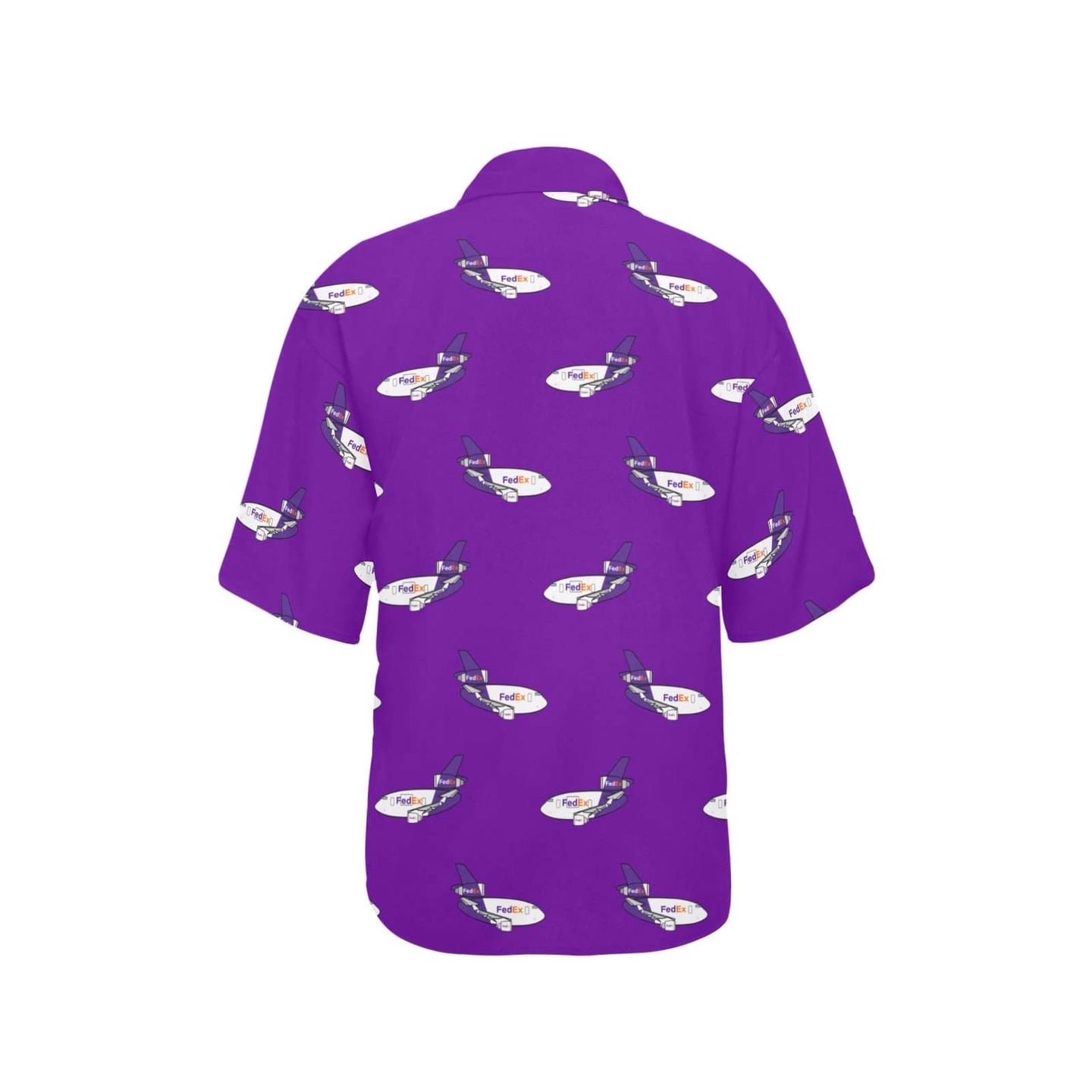 back of our MD11 WOMENS HAWAIIAN SHIRT PURPLE