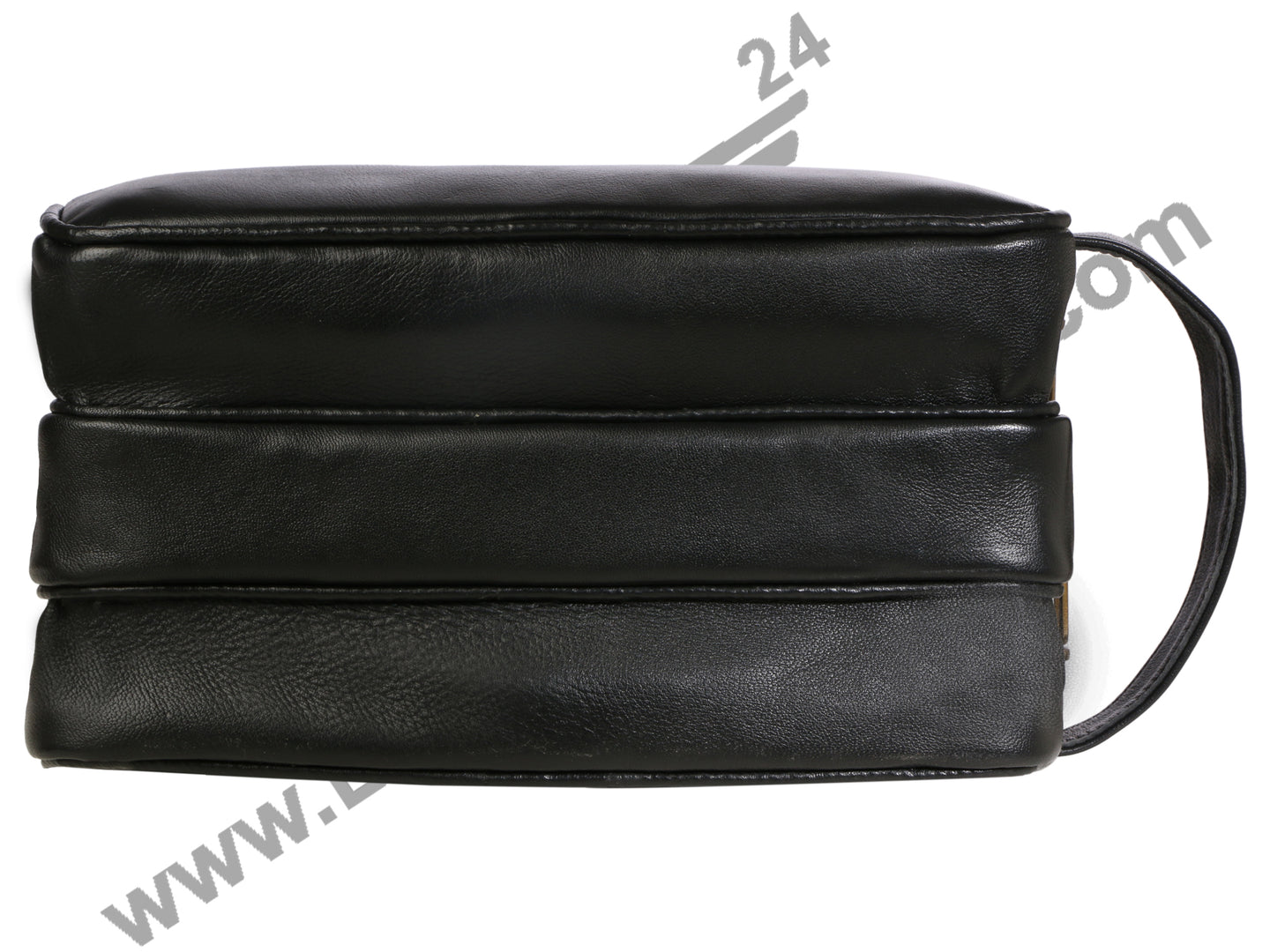 Image of Bottom of 3 Zip Dopp Kit. It is broad enough and very spacious. A side handle is available, making it convenient in fetching.