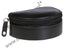 Side view of Black elegant TRAVEL SMALL JEWELERY CASE. It is hemi circle in shape. It is elegant and zipped.