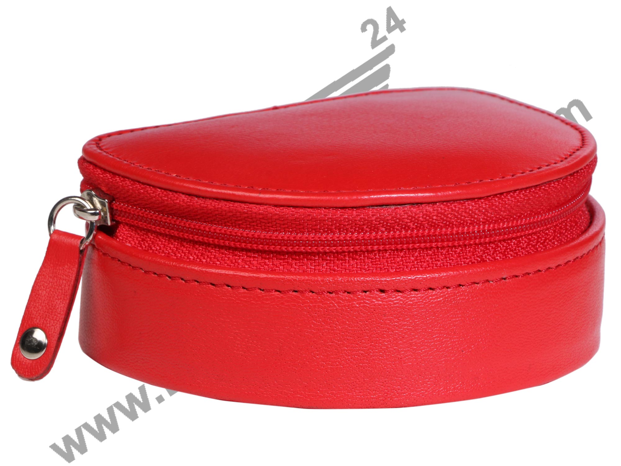 Side view of Red color TRAVEL SMALL JEWELERY CASE. It is stylish, sturdy in nature.