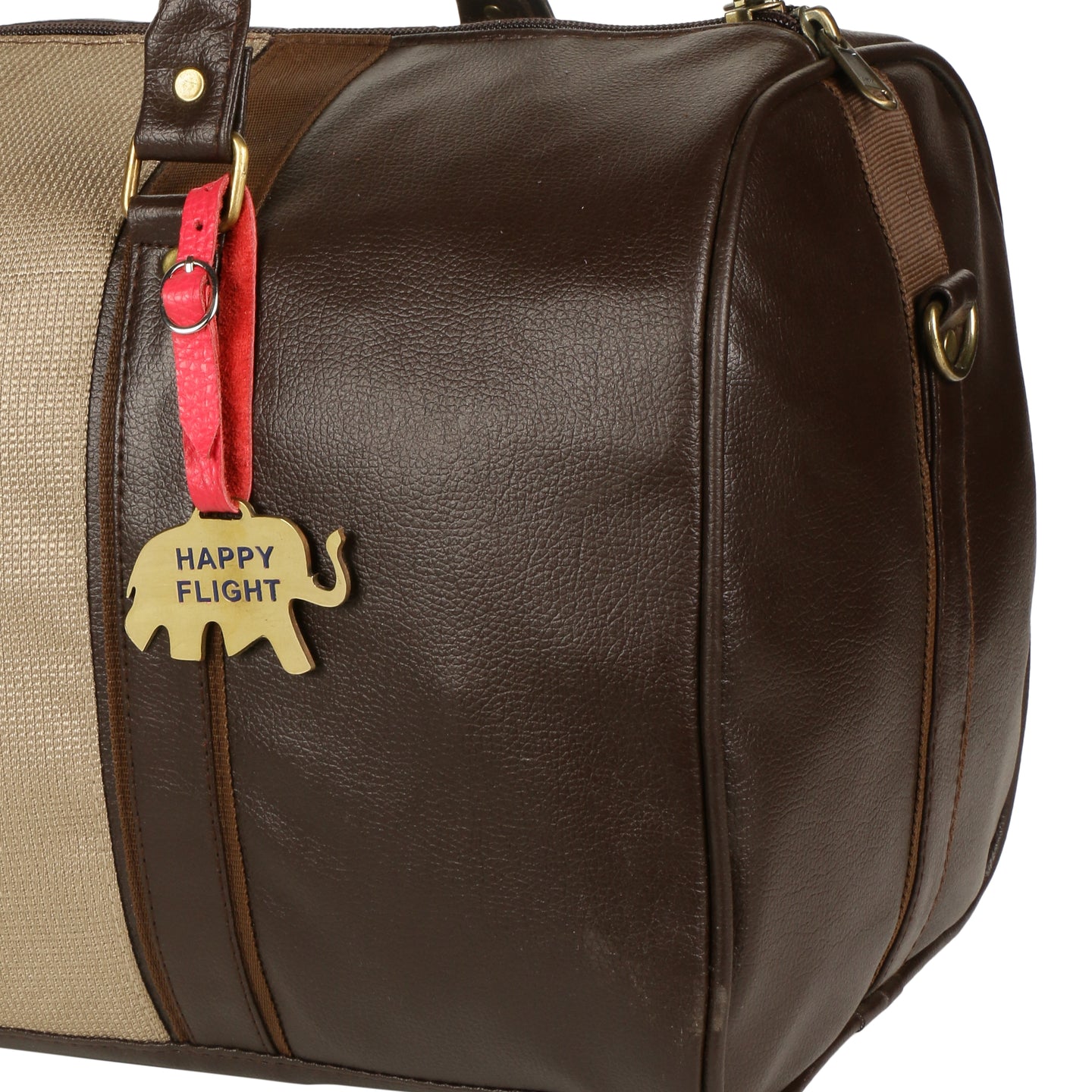 ELEPHANT BRASS LUGGAGE TAG tugged to luggage image