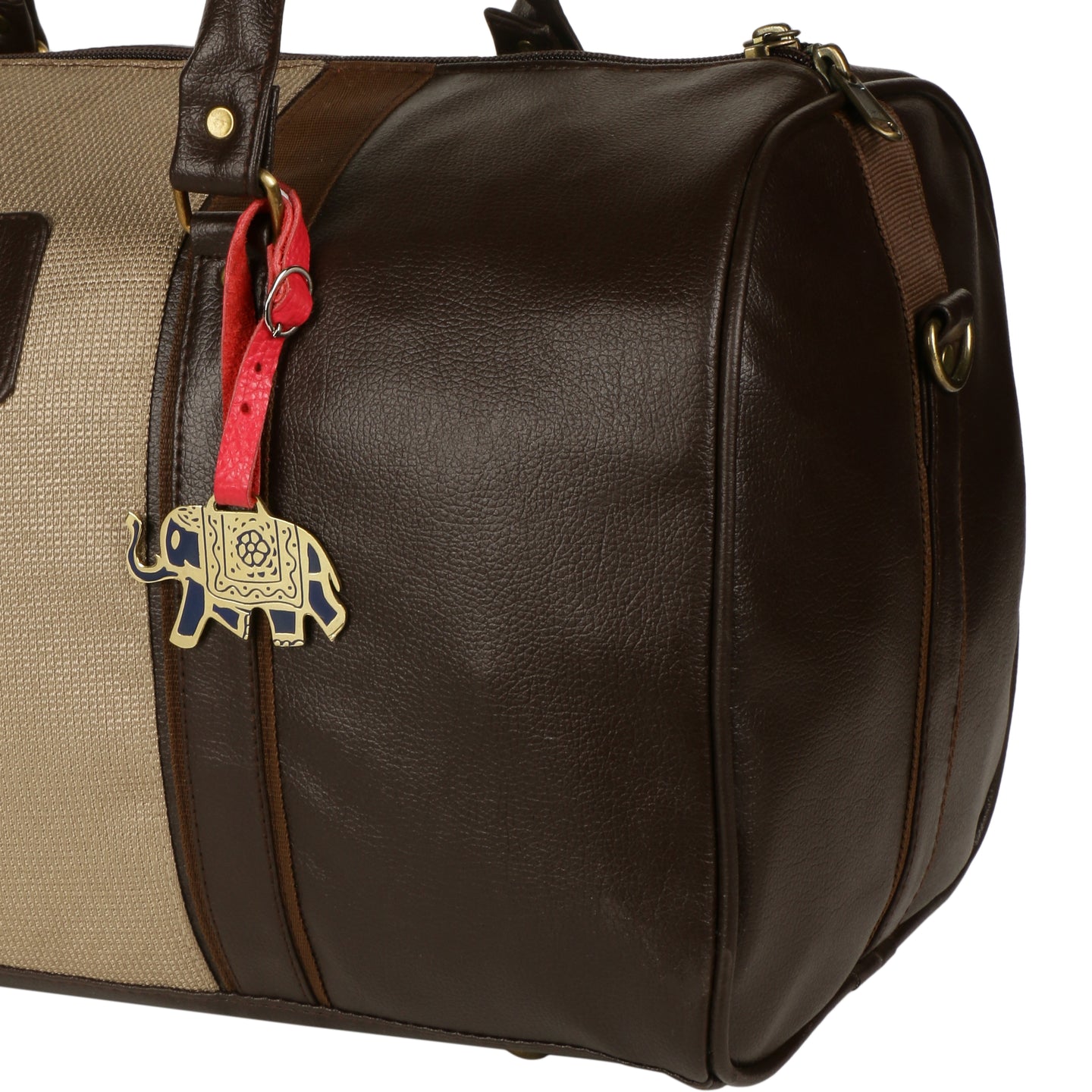 ELEPHANT BRASS LUGGAGE TAG tugged to bag image