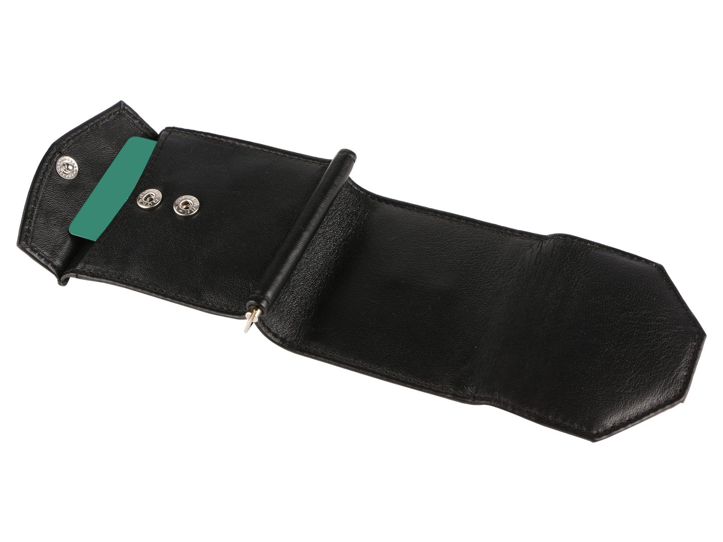 front view of open PILOT MONEY CLIP WALLET