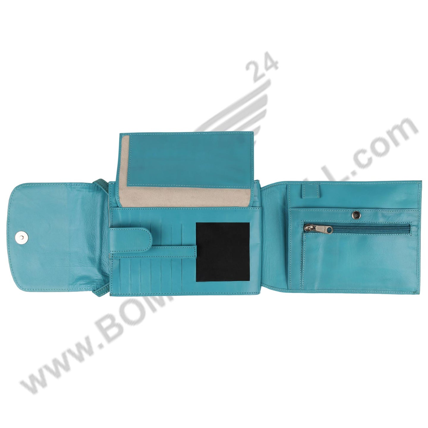 image depicting all inside pockets of MULTI POCKET CROSS BODY HAND BAG