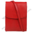 Front image of red sling bag. The sling is wrapped across it