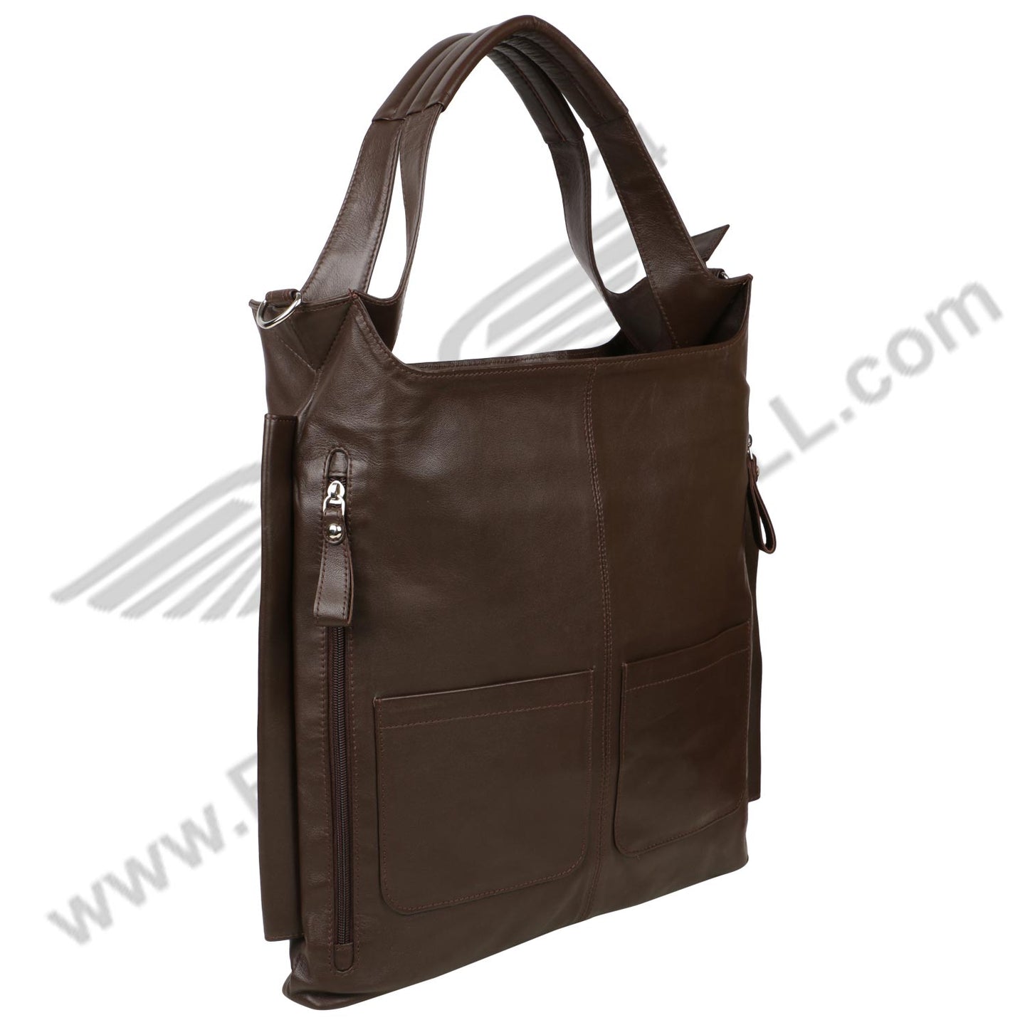 Side image of brown FER GAMO HAND BAG