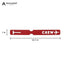 red laser-cut crew bag tag with dimensions