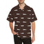 Front side image of 747 -8 Brown UPS Hawaiian shirt. Short sleeves ,notch lapel collar and boxy fit are depicted.
