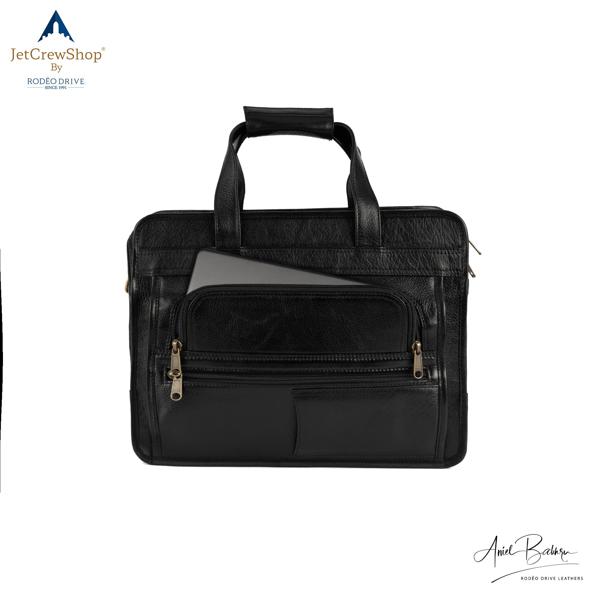 BLACK LEATHER BAG WITH STORAGE
