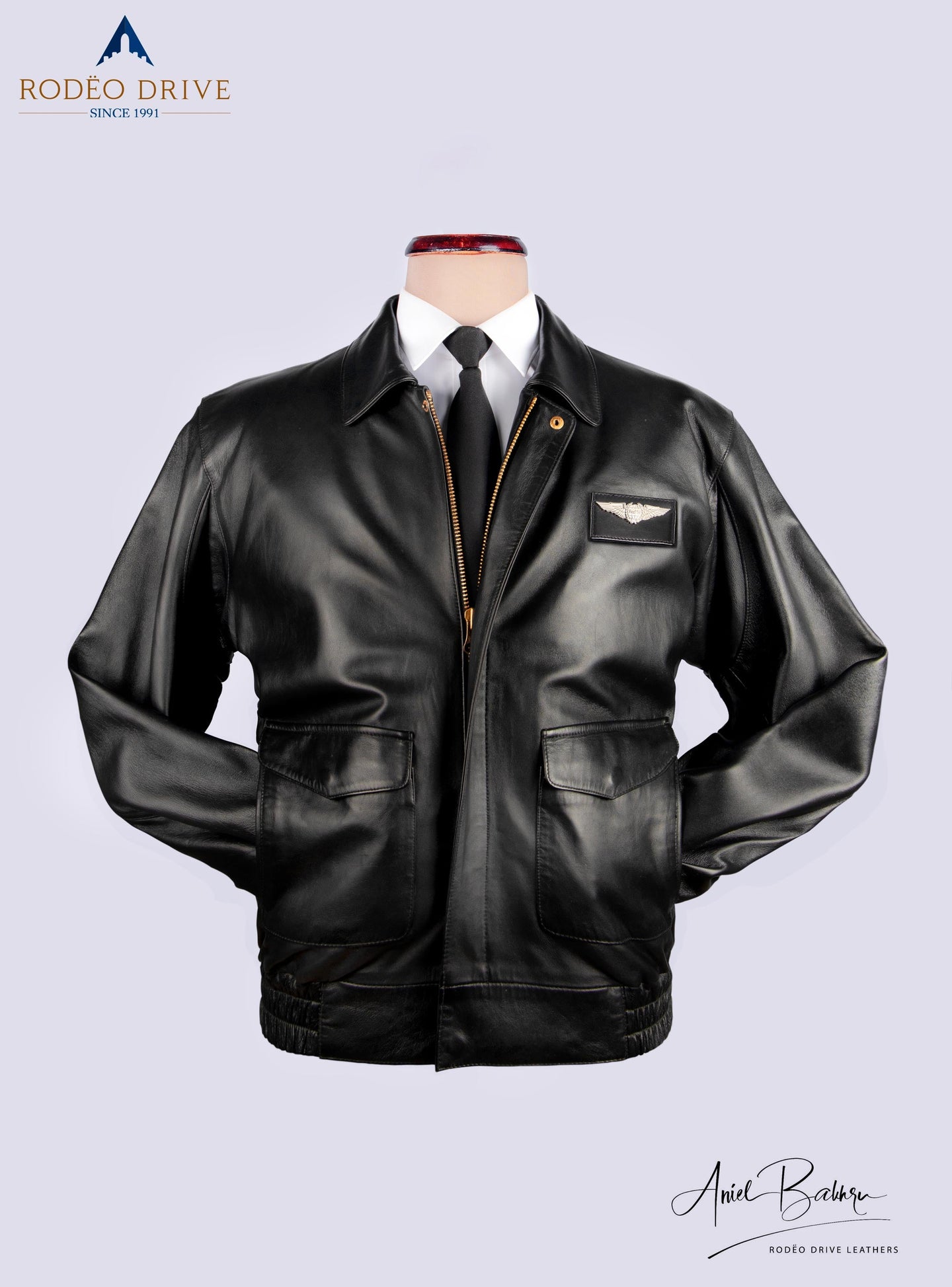 Men's FedEx Leather Jacket - Pilot Uniform, custom tailored, front view
