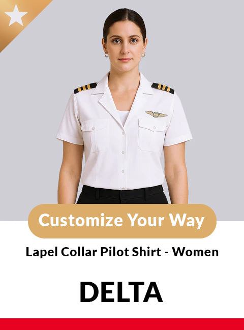 Delta Custom Lapel Collar Women Short Sleeve Pilot Shirt