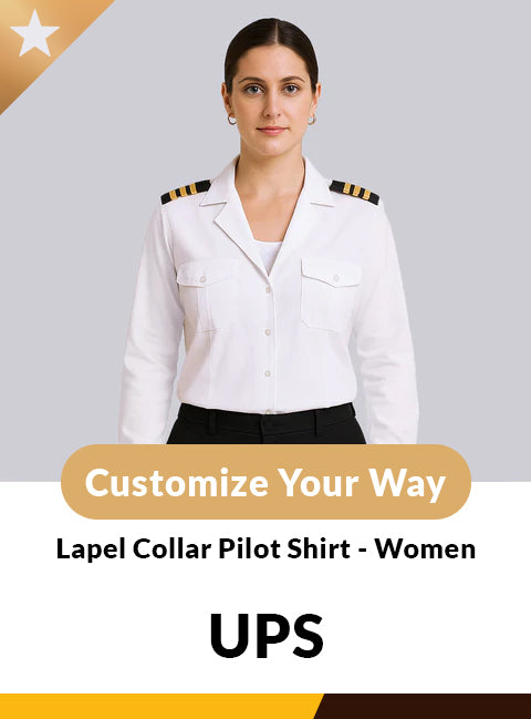UPS Custom Lapel Collar Women Long Sleeve Pilot Shirt