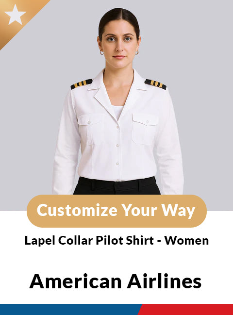American Airlines Custom Lapel Collar Women's Long Sleeve Shirt