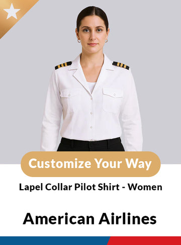 American Airlines Custom Lapel Collar Women's Long Sleeve Shirt