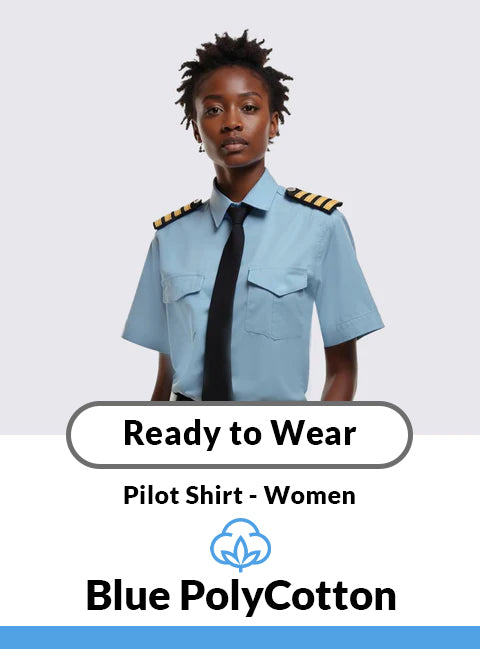 Blue Short Sleeve Polycotton In-Stock Pilot Shirt – Women’s
