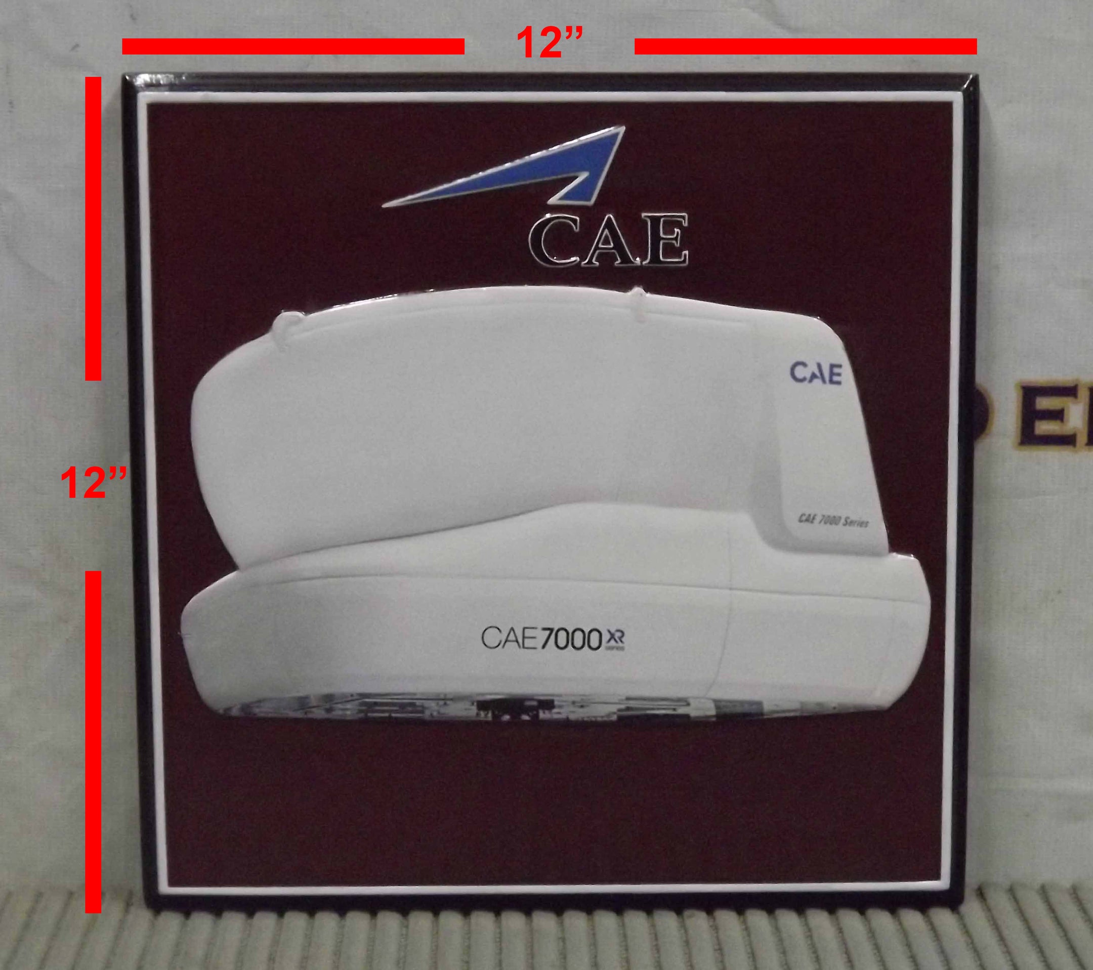 12in Simulator Plaque - CAE - plus stand with size
