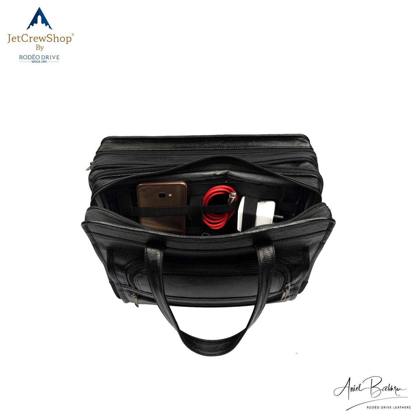 Open Black leather bag 