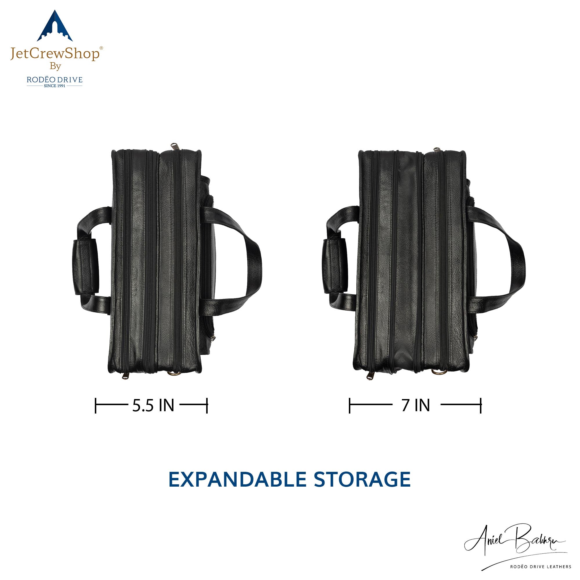 UPPER VIEW OF TWO BLACK LEATHER BAG