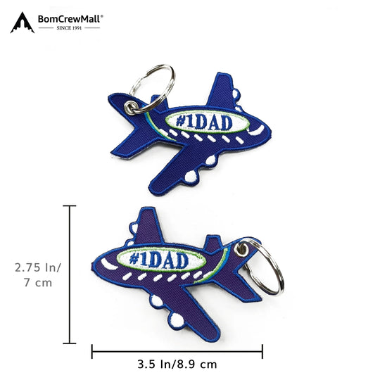 #1 DAD EMBROIDERY BAG TAG -NAVY BLUE