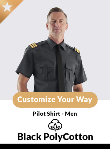 Custom Short Sleeve Black Pilot Shirt – Men’s