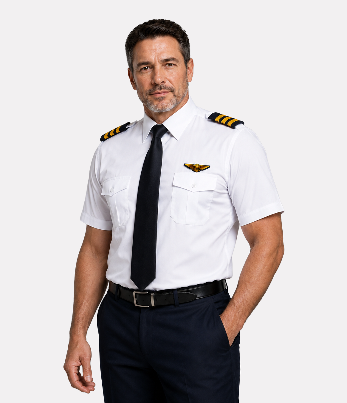 Men's Short Sleeve Pilot Shirt - White - Tailored