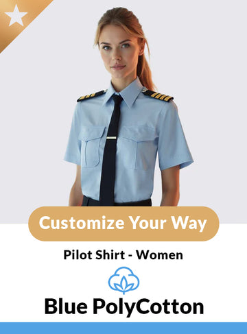 Custom Short Sleeve Blue Polycotton Pilot Shirt – Women’s