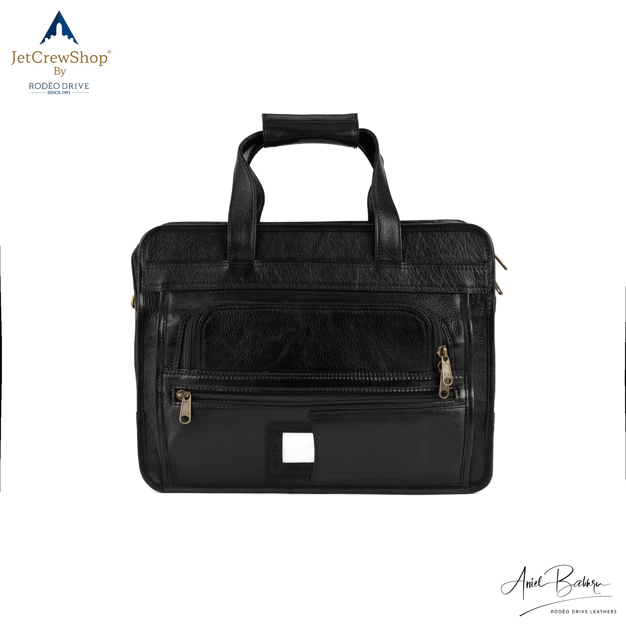 BLACK LEATHER BAG WITH ZIP