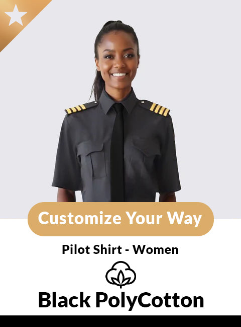 Custom Short Sleeve Black Pilot Shirt – Women’s