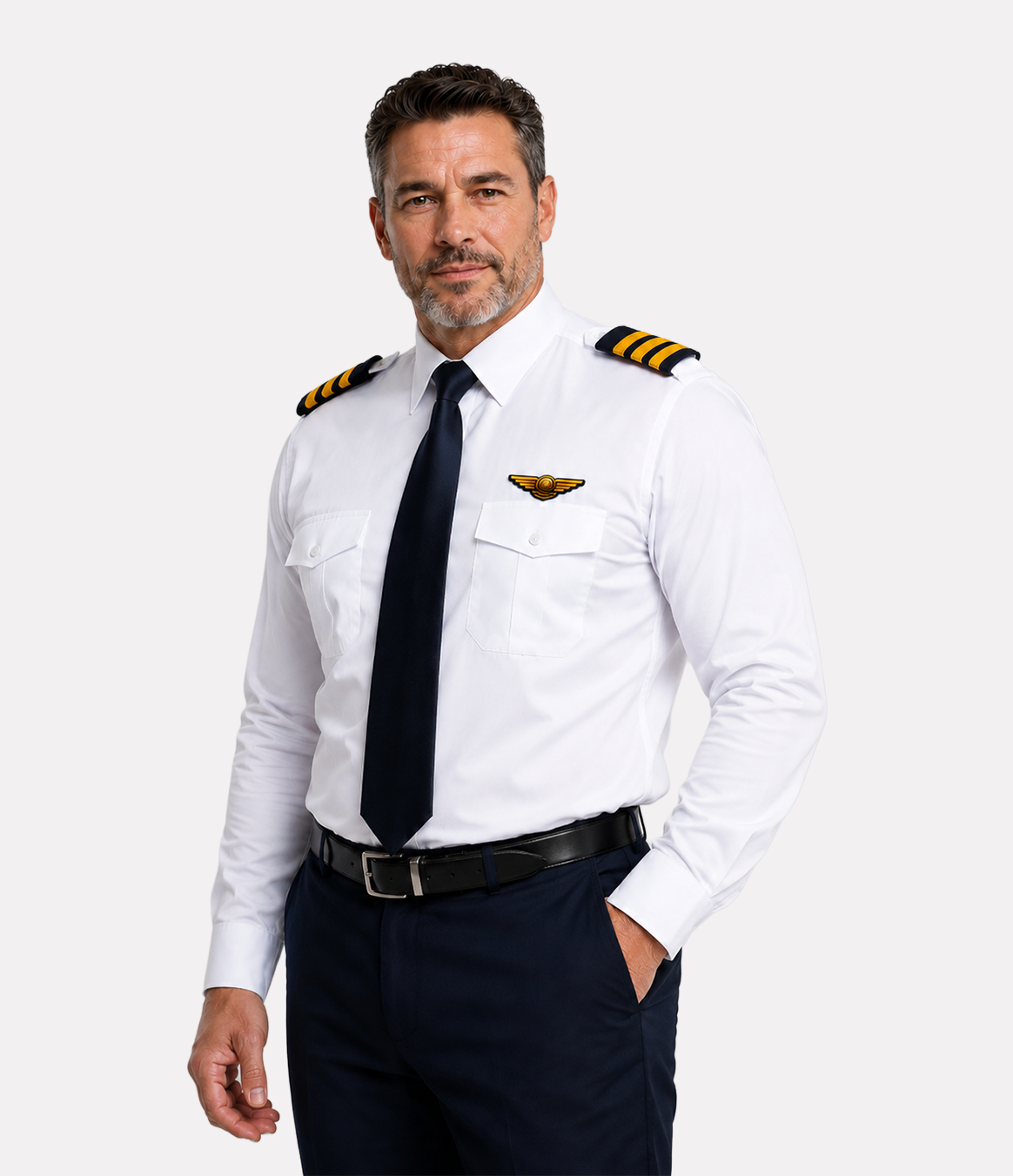Men's Long Sleeve Pilot Shirt - White - Tailored