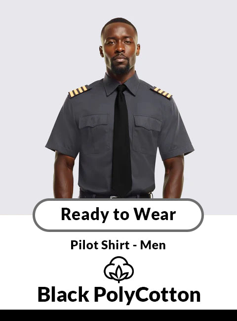 Black Short Sleeve Standard Pilot Shirt – Men’s