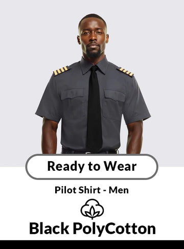 Black Short Sleeve Standard Pilot Shirt – Men’s