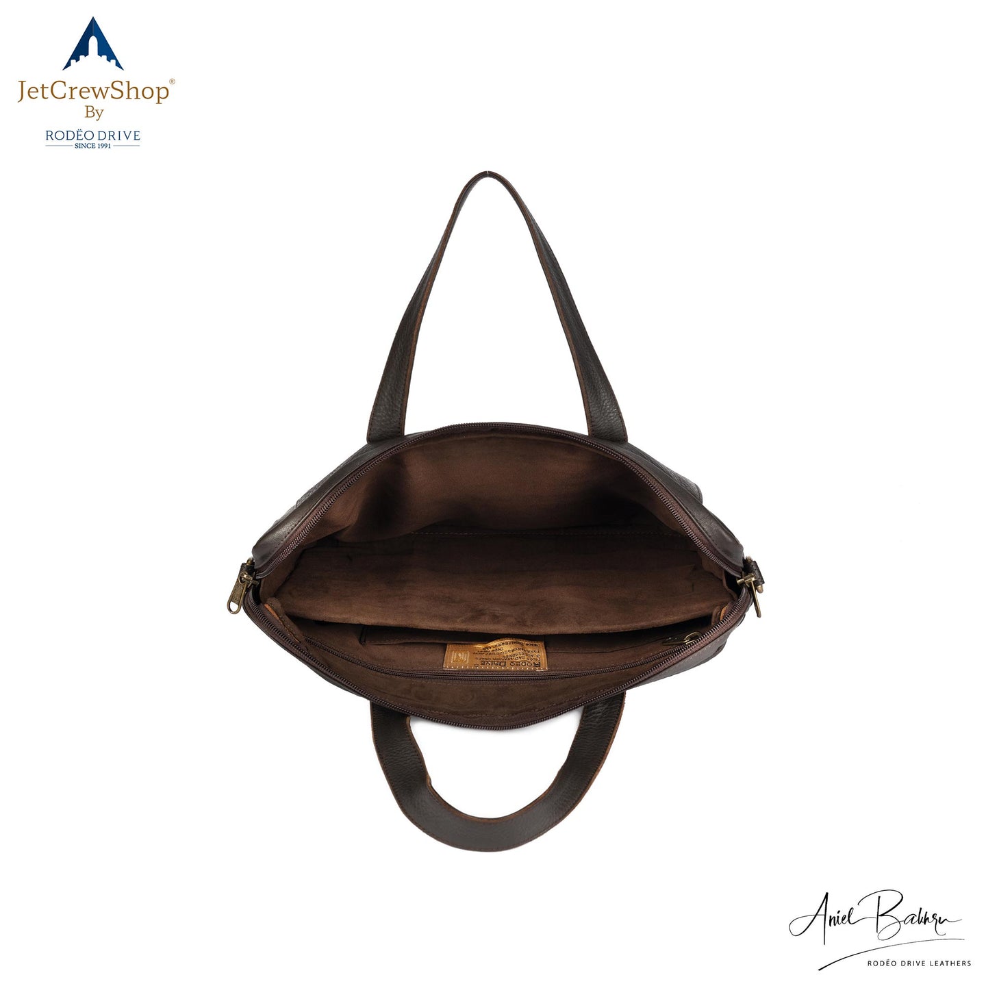 Upper view of the leather bags for pilot