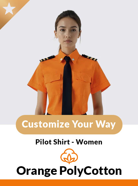 Custom Short Sleeve Orange Pilot Shirt – Women’s